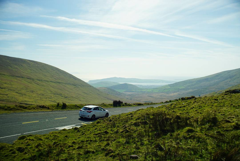 Conor Pass, Co. Kerry Ireland. Notice anything? Car is on the wrong side of the road here...